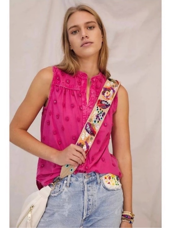 Anthropologie Tops - Pilcro Adria Textured Buttondown Top Hot Pink